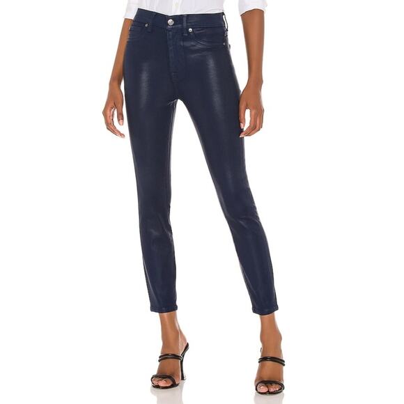 7 for all Mankind High Waisted Ankle Skinny Jean in Ink Coated - Picture 2 of 10